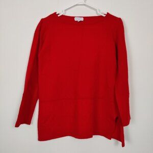 Bianco Blu Women's Bateau Neck Red Sweater Sz XL Cotton Cashmere Quiet Luxury
